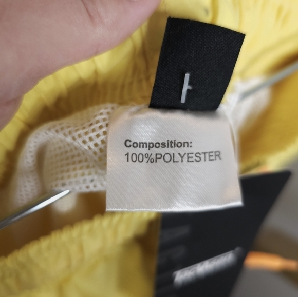 Yellow swim shorts mesh lining, pockets orange drawstring men's 2XL - Picture 8 of 10